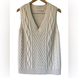 RD Style Sweater Vest Cable Knit Women Size Small cream beige Academia Preppy